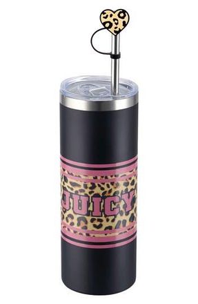 Juicy Couture 24-Ounce Glam Sip Water Bottle in Black Cheetah at Nordstrom Rack