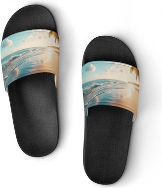 Generic Beach Sunset Unisex Beach Slippers & Pool Slides Anti-Slip House Shoes for Home Outdoor