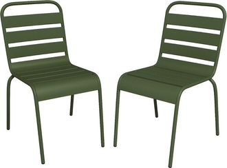 VENTE-UNIQUE.COM Juego de 2 sillas de jard&iacute;n acero caqui