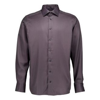 Eton Camisa de Sarga de Espiga Contempor&aacute;nea de Firma - Shirts - Hombre - Gris - 5XL