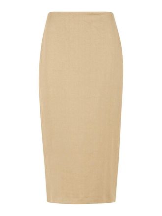 Max Mara Veranda Diagonal Slim Skirt Of Camel Linen