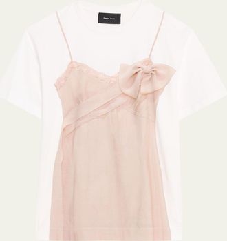 Simone Rocha Trompe Loeil Bow Slip Dress Print T-Shirt