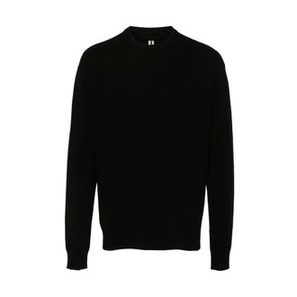 Rick Owens Cashmere Knitwear, male, Black, M, Black Knitted Crew Neck Jumper