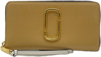 Marc Jacobs Beige Green White Leather Long Wallet (Bi-Fold) (Pre-Owned)