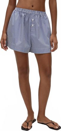 Faithfull The Brand Lonia Boxer Style Shorts In Helle Stripe Vintage Navy