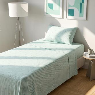 KASANOVA Completo letto singolo righe fiocchi verde