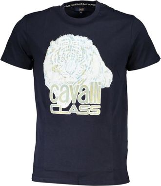 Cavalli Print Logo Korte Mouw Tee - Heren - T-shirts - Blauw - 2XL - Tops