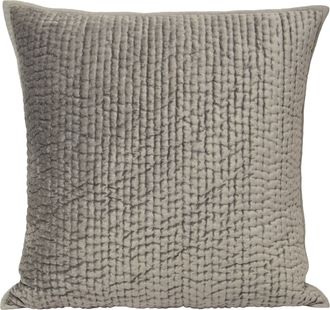 Riva Paoletti Brooklands Quilted Velvet Piped Feather Filled Cushion - Silver - One Size