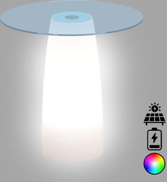 Monacis Mesa De Luz De Dise&ntilde;o De Alta Gama, &Oslash;70 H90, Led Multicolor Con Bater&iacute;a Y Energ&iacute;a Solar Para Uso Interior Y Exterior - Fabricada En Italia - Monacis