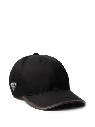 Prada enamelled-logo baseball cap hat - Black