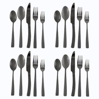 Gibson Home Stonehenge 20 Piece Flatware Set in Black at Nordstrom