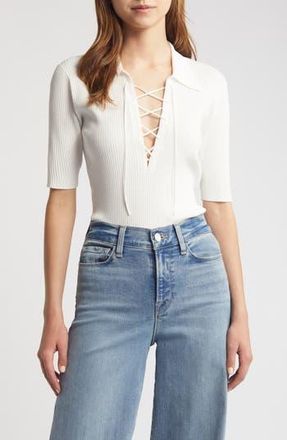 Frame Denim Rib Polo Sweater in Off White at Nordstrom Rack, Size Medium