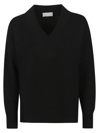 Drumohr Black Over V-Neck Merino Sweater