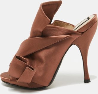 N&deg;21 N21 Brown Satin Raso Knot Mules