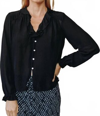 Bella Dahl Raglan Ruffle Blouse In Black