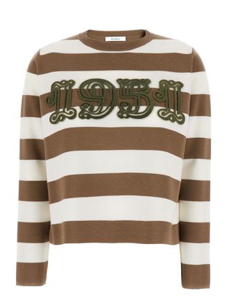 Max Mara Beige Stripes Crew Neck Sweater