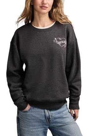 Lucky Brand Valentine Heart Crewneck Sweatshirt in Charcoal Heather Grey at Nordstrom, Size X-Small
