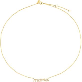 EF Collection Diamond Script Mama Necklace in 14K Yellow Gold at Nordstrom