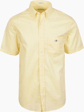 GANT Mens GANT REG POPLIN SHORT SLEEVE SHIRT VANILLA YELLOW - Size: 38
