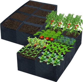 OEM Paquete De 2 Camas De Jard&iacute;n Elevadas De Tela De 180 X 90 X 30 Cm, 128 Galones, 8 Rejillas, Bolsas Rectangulares Para Cultivar Plantas, Macetas Durade