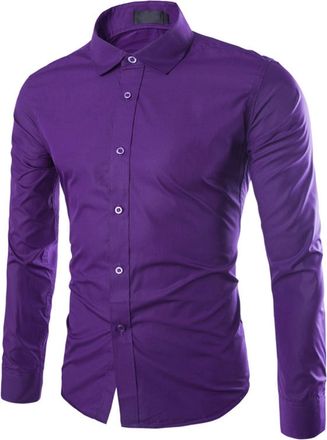 Generic Mens Shirts Long Sleeve - Solid Colour Regular Fit Button Down Dress Shirt Business Work Office Causal Wrinkle-Free Formal Shirt Plain Non-Iron Lapel 