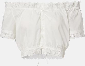Poupette St Barth Nala pointelle cotton crop top