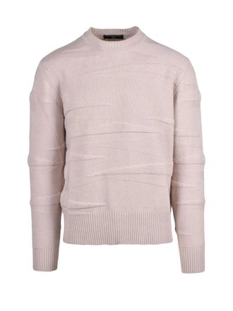 Daniele Fiesoli Crewneck Sweater With Textured Pattern In Extrafine Merino Wool And Cashmere Blend