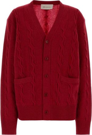 Ami Kabel Villen Vest - Dames - Vesten - Rood - S - Wol - Truien & Vesten
