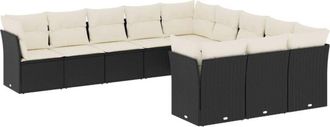 vidaXL Set De Sof&aacute;s De Jard&iacute;n 11 Pzas Y Cojines Rat&aacute;n Sint&eacute;tico Negro Vidaxl