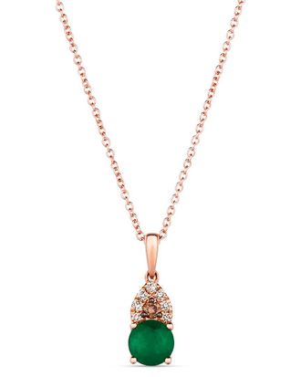 Le Vian 14K Rose Gold 0.66 Ct. Tw. Diamond & New Emerald Pendant