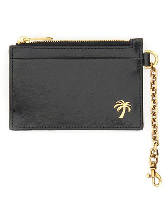 Palm Angels Leather Chain Card Holder Card Holder - Black