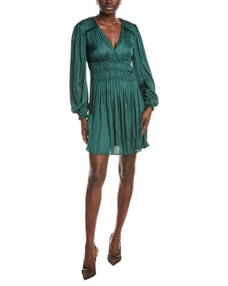 Maje Plisse Satin Mini Dress