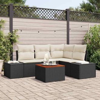 vidaXL Conjunto De Sof&aacute; De Jard&iacute;n 5 Pcs Negro, Blanco Vidaxl