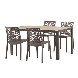 Siediti Fuori e Dentro Conjunto comedor 4 personas: mesa t&oacute;rtola/madera, sillas t&oacute;rtola