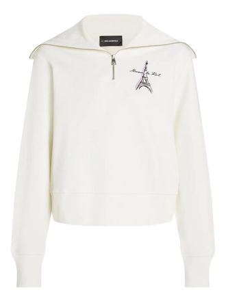 Karl Lagerfeld Eiffel Tower half-zip sweatshirt - White