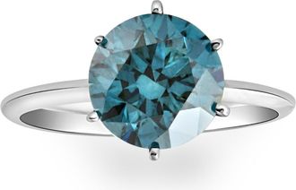 Pompeii3 3 1/2Ct Blue Diamond Solitaire Engagement Ring Lab Grown in 14k White Gold