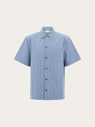 Ferragamo Uomo Camicia manica corta in popeline Blu