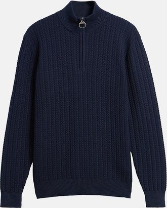 Barbour HERRINGBONE KNITTED HALFZIP SWEATER Size: XXL, colour: NAVY