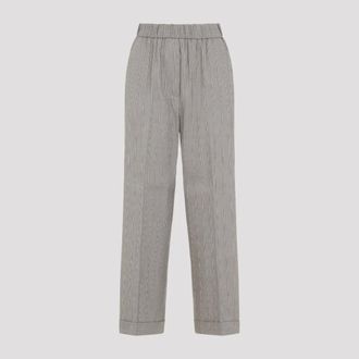 PESERICO Dames, Broeken, Grijs, Maat: 2XS Linnen