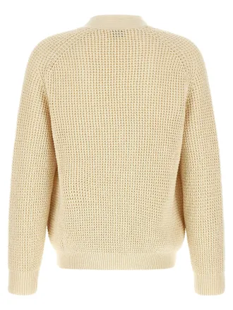 HUGO BOSS Honeycomb Cotton Blend Cardigan - cream