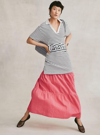 Icone Womens Tiered gingham maxi skirt