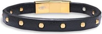 Eye Candy Los Angeles Mens Midnight Studded Leather Bracelet in Black/gold at Nordstrom Rack