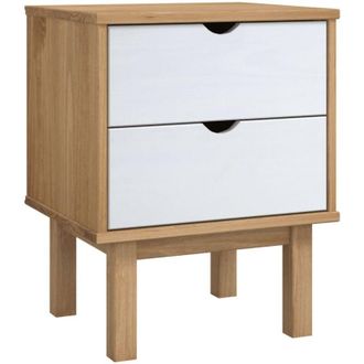 vidaXL Mesita De Noche Otta Madera De Pino Marr&oacute;n Y Blanco 45x39x57 Cm Vidaxl