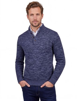 Fynch-Hatton Fynch Hatton Buttoned Troyer trui donkerblauw