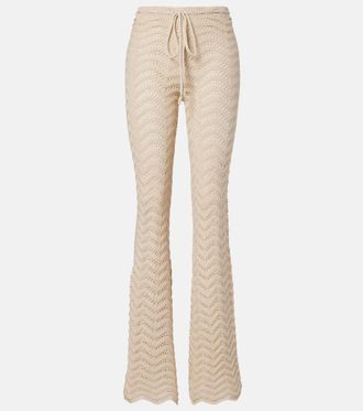 Bananhot Pantalones flared calados Kim en mezcla de algod&oacute;n