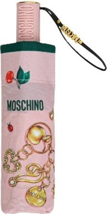 Moschino Charm and Cherries Mini Openclose Paraplu - unisex - Paraplus - Roze - ONE Size - Polyester - Accessoires