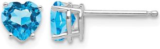 Diamond2Deal 14k White Gold 5mm Heart Blue Topaz Earrings