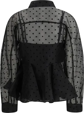 Ganni Womens Shirt Peplo Organza Black Recycled Polyester