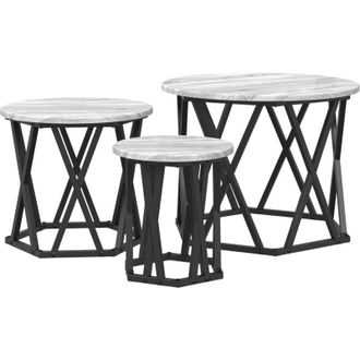 vidaXL Vidaxl - Mesa Lateral Nido 3 Pcs Gris Sonoma 53 X 53 X 40 Cm