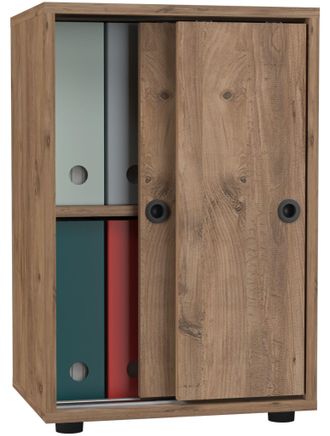 ebuy24 Armario De Oficina Vcm Con 2 Compartimentos Armario De Archivo Moderno Con Puertas Correderas Dimensiones Aprox. Al. 74 X An. 49 X T. 38 Cm - Ulas 2 C